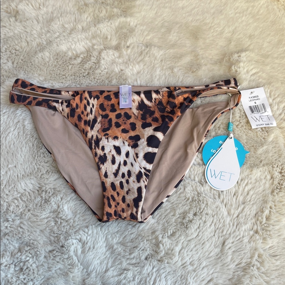 Wet Swimwear Leopard Print Bikini Bottom
